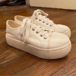 White Platform Canvas Sneakers
